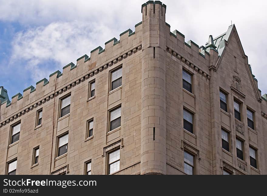 Residential building facade in neoclassical style in Montreal, Quebec, Canada. Residential building facade in neoclassical style in Montreal, Quebec, Canada