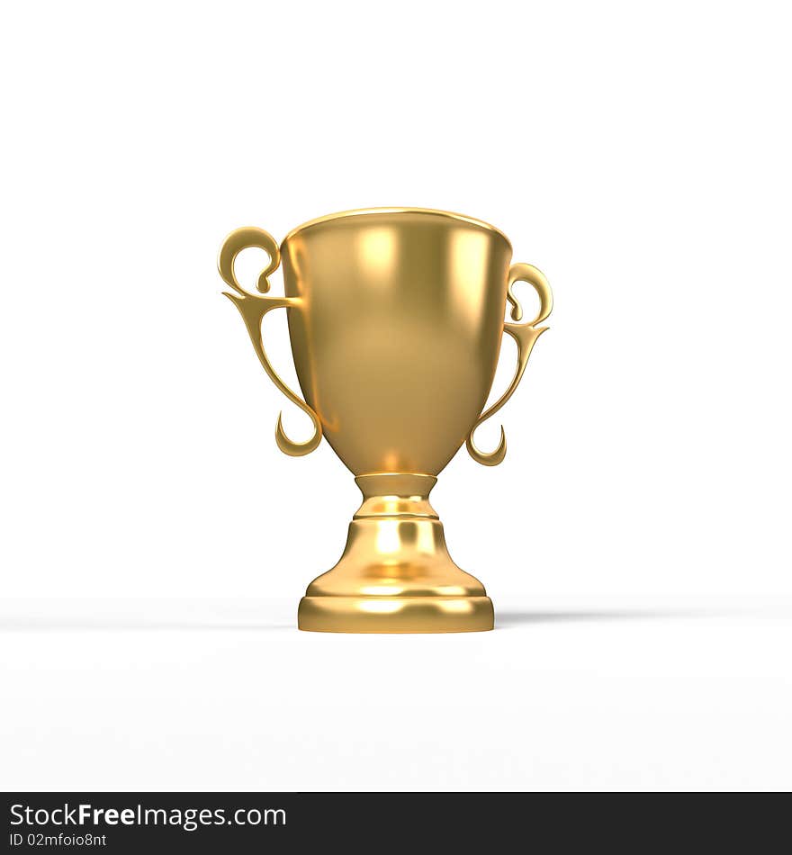 Gold trophy on white background on white background. Gold trophy on white background on white background