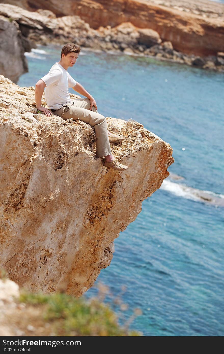 Man sits at top