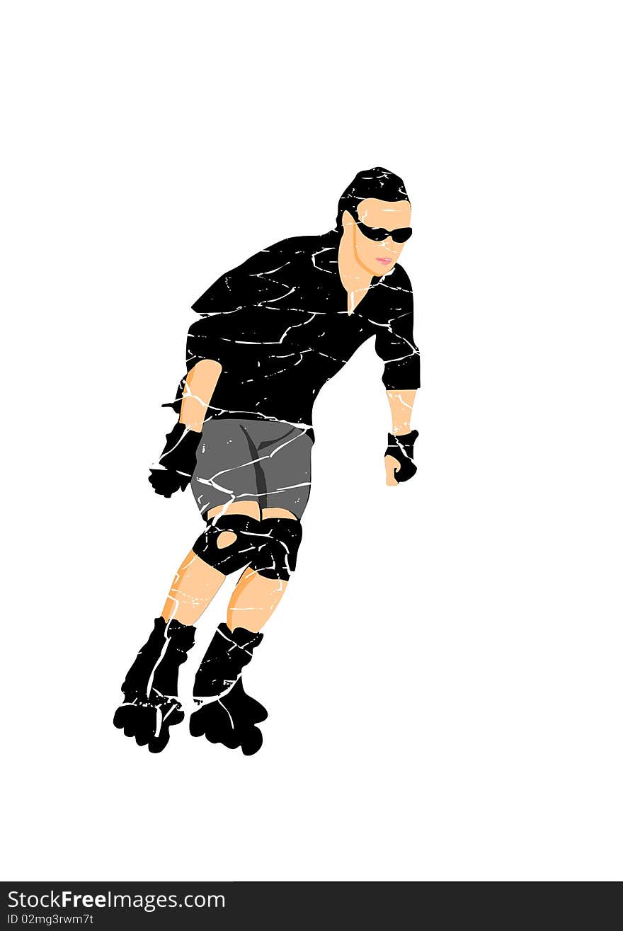 Rollerblade on white.  illustration