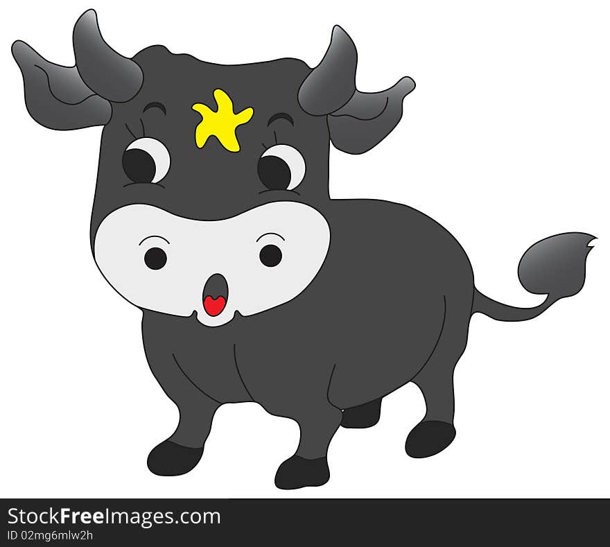 Cow drawing isolated in white background