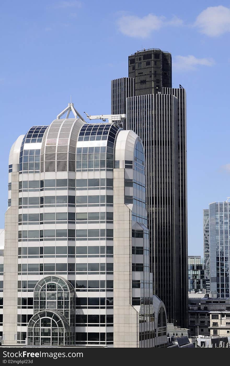 View with vertical constructions and skyscrapers in background. View with vertical constructions and skyscrapers in background