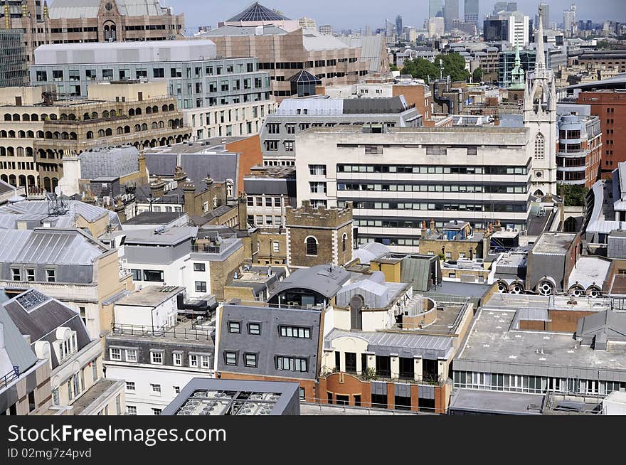 View with vertical constructions and skyscrapers in background. View with vertical constructions and skyscrapers in background