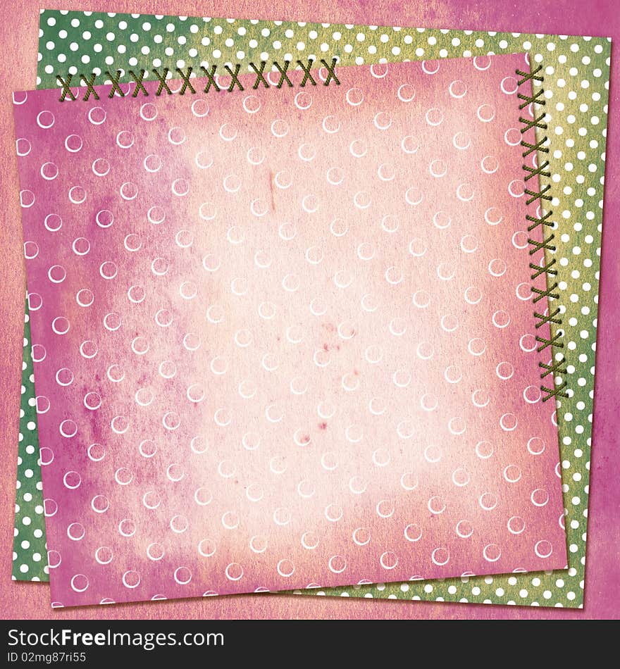 Grunge card for design polka dot background