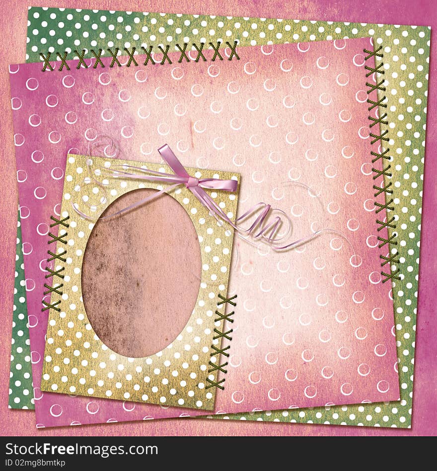 Grunge card for design with old frame