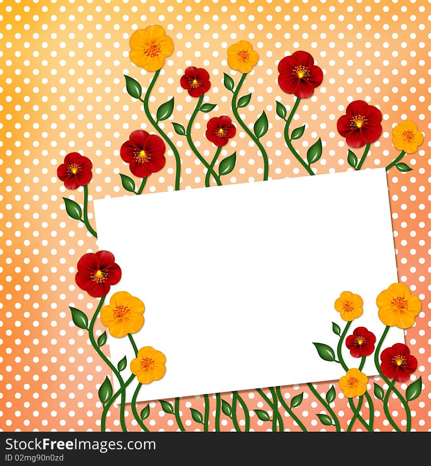 Sheet With Flowers On Polka Dot Background