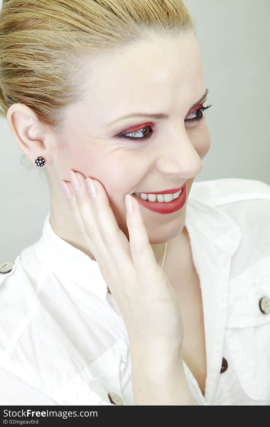 Female portrait with a red makeup