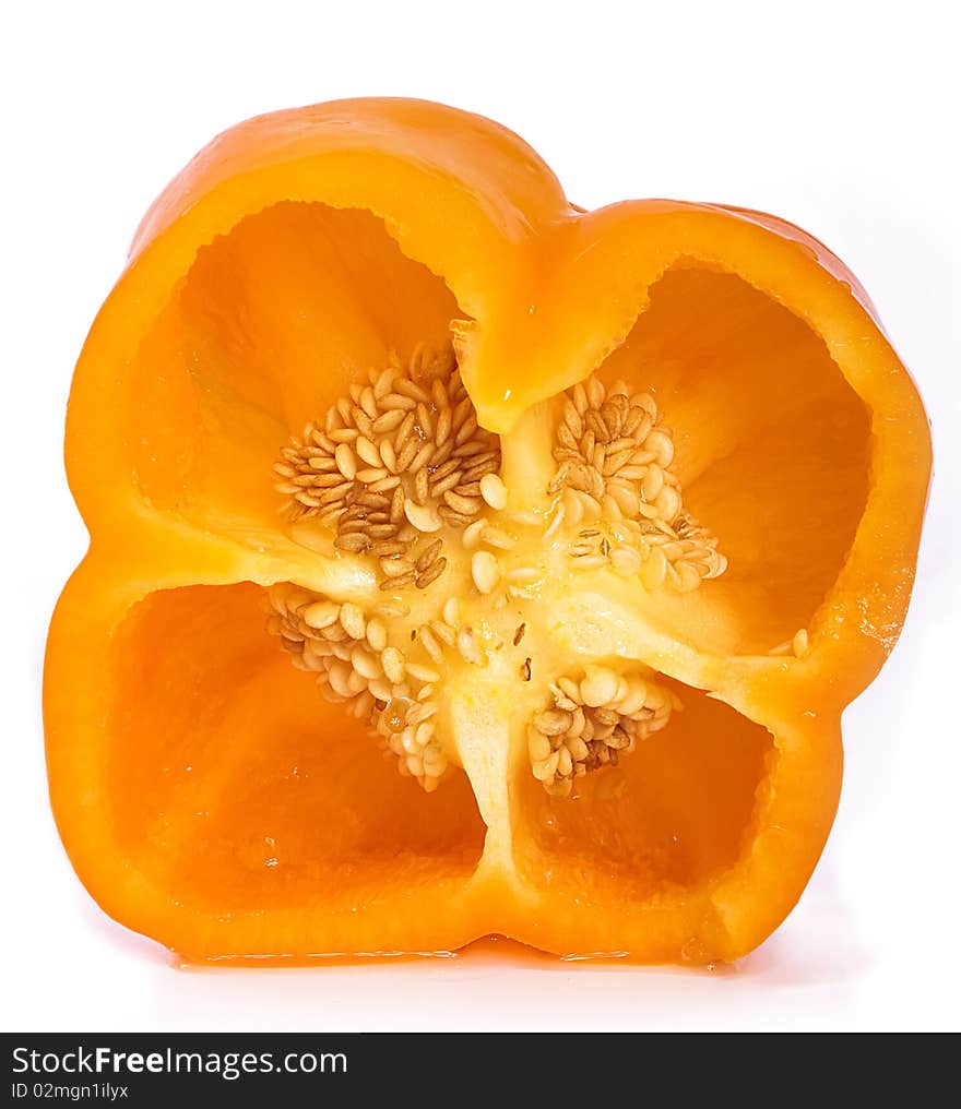 Sweet Pepper Slice On White Background