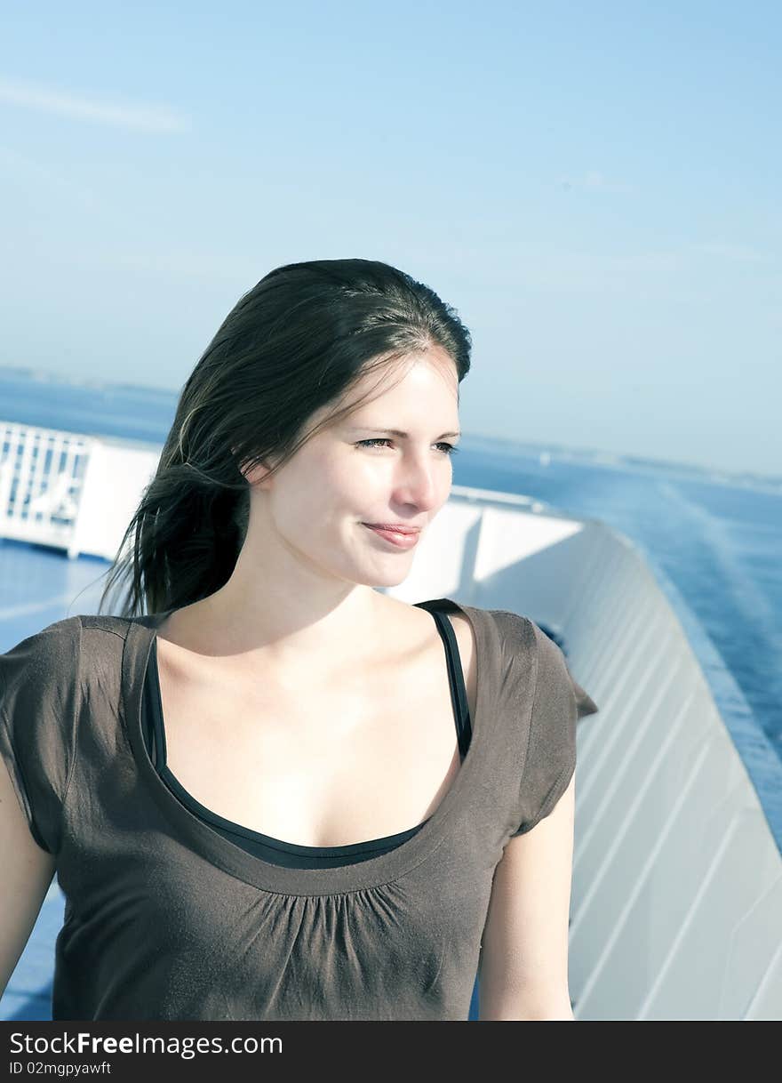 Happy Woman on cruise ship