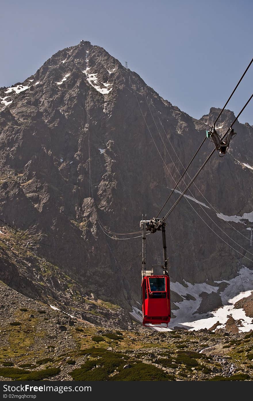 The lift on the one of the biggest mountain in the slovakia in europe