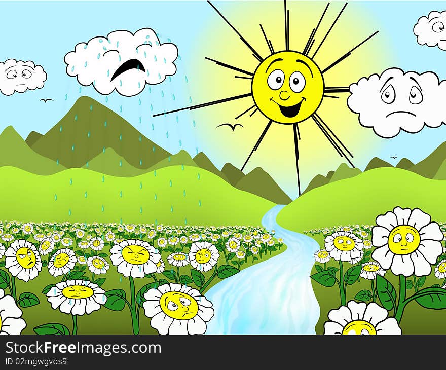 The picture painted daisies who do not like weeping cloud. The picture painted daisies who do not like weeping cloud