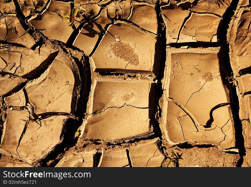 Deep cracks on a ground surface in desert. Deep cracks on a ground surface in desert