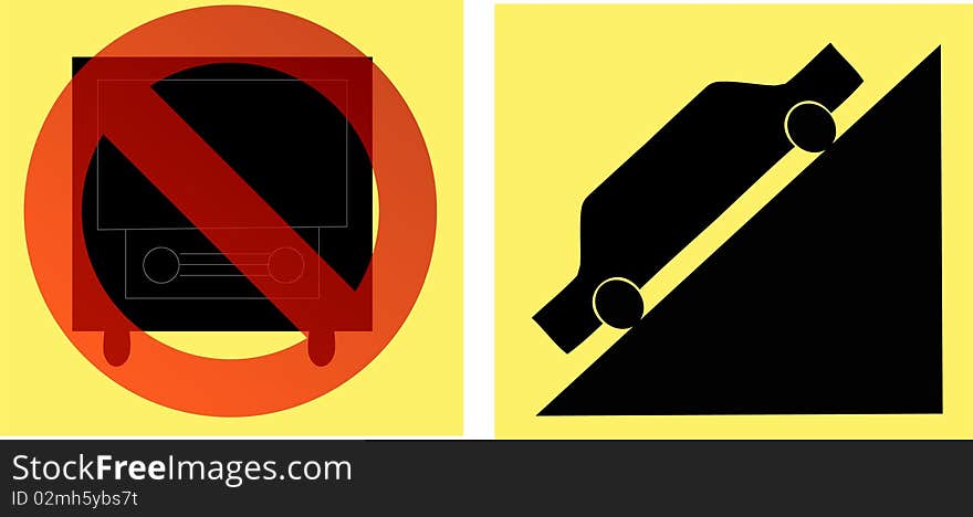 Car caution signs illustration. Car caution signs illustration.