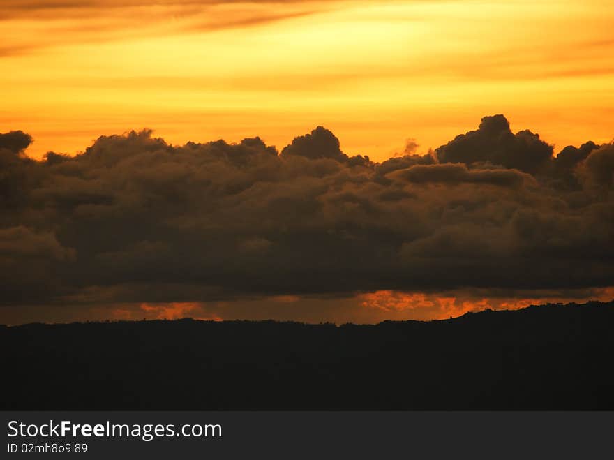 A cloudy sky during sunset. A cloudy sky during sunset