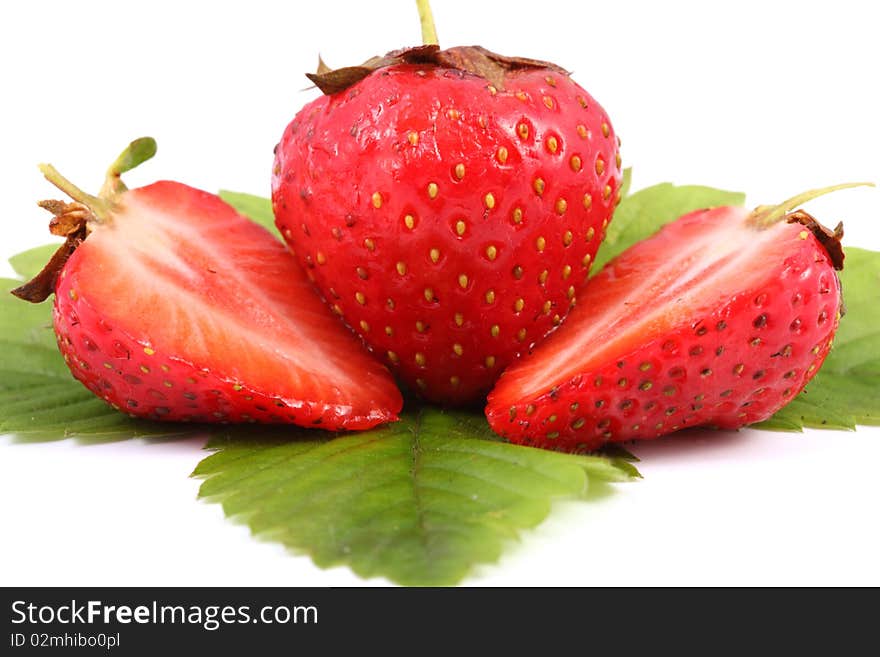 Fresh strawberry with leaves