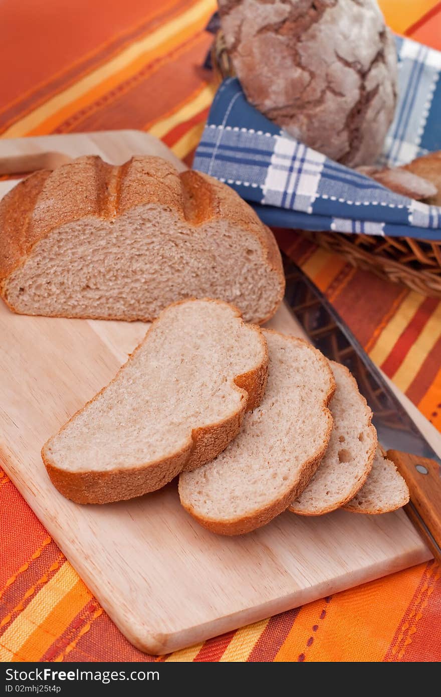 A Sliced homemade brown bread. A Sliced homemade brown bread.