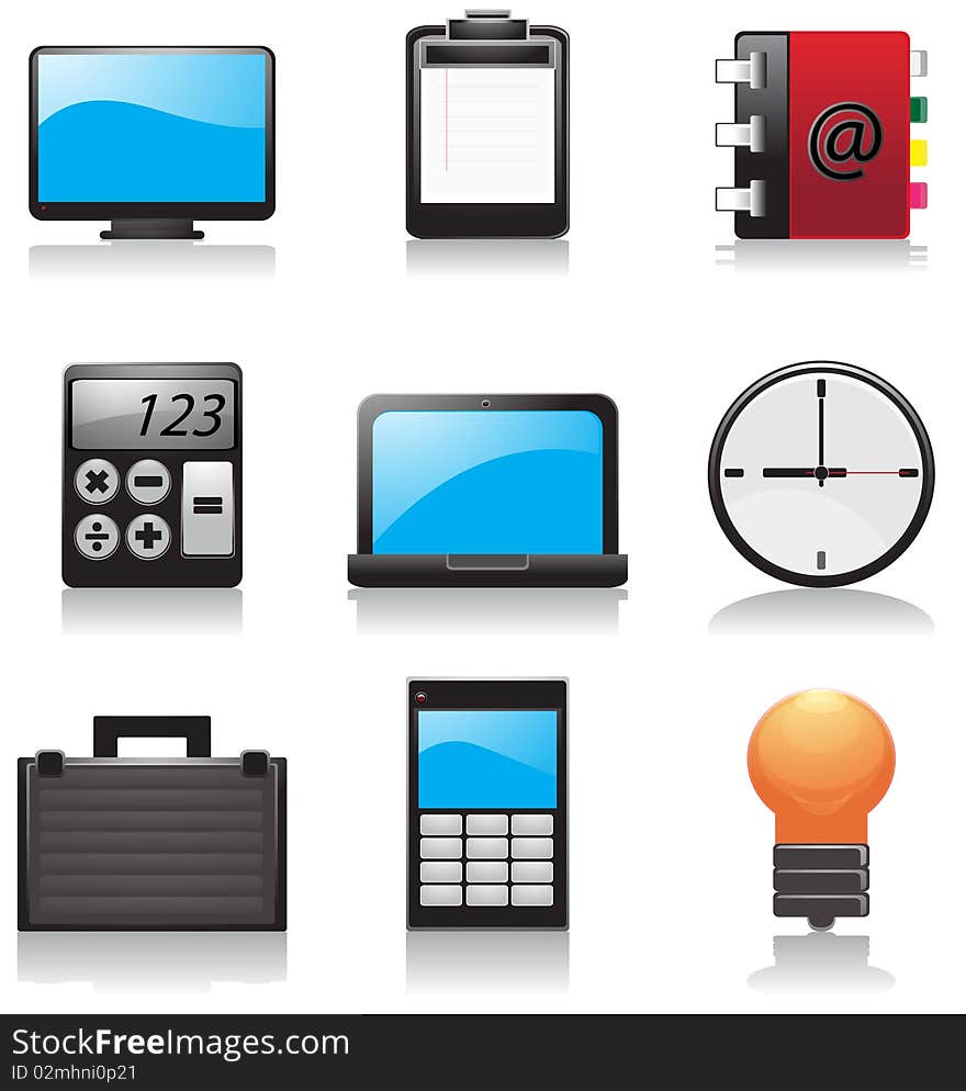 Office icons isolated over white