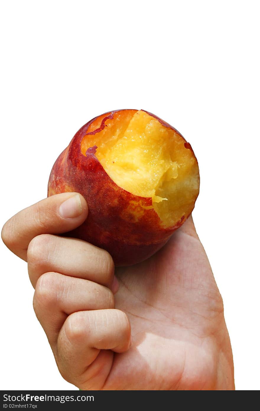 Isolated peach on a white background