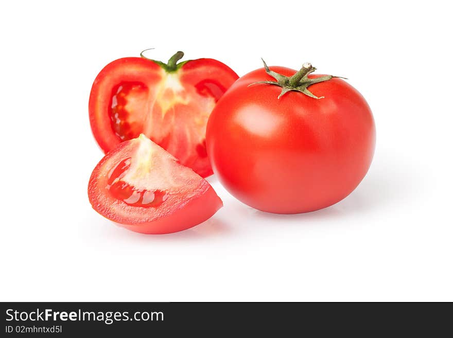 Fresh tomato on white background