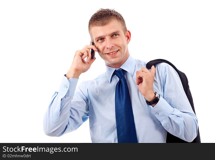 Young businessman with phone