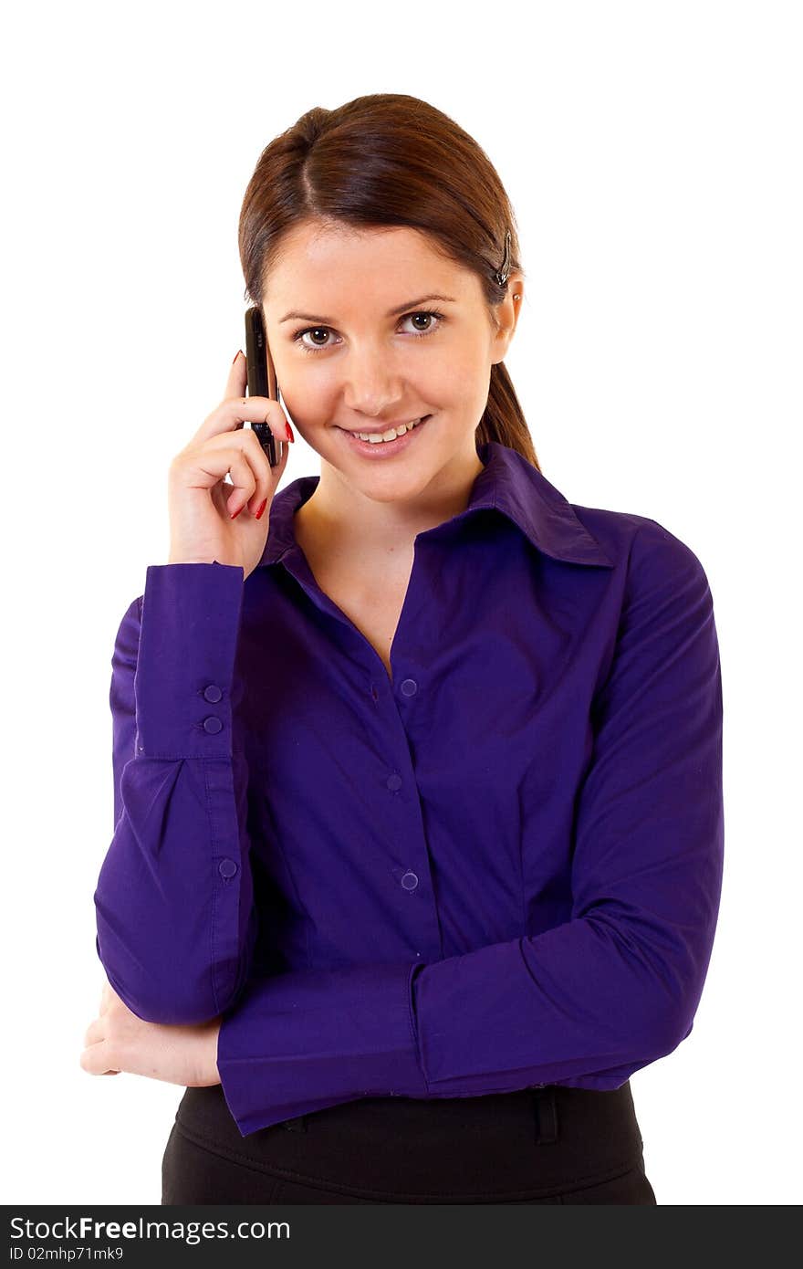 Business woman talking on Phone over white. Business woman talking on Phone over white