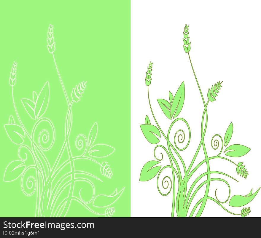 Abstract double foliage in green and white in vector foliage. Abstract double foliage in green and white in vector foliage