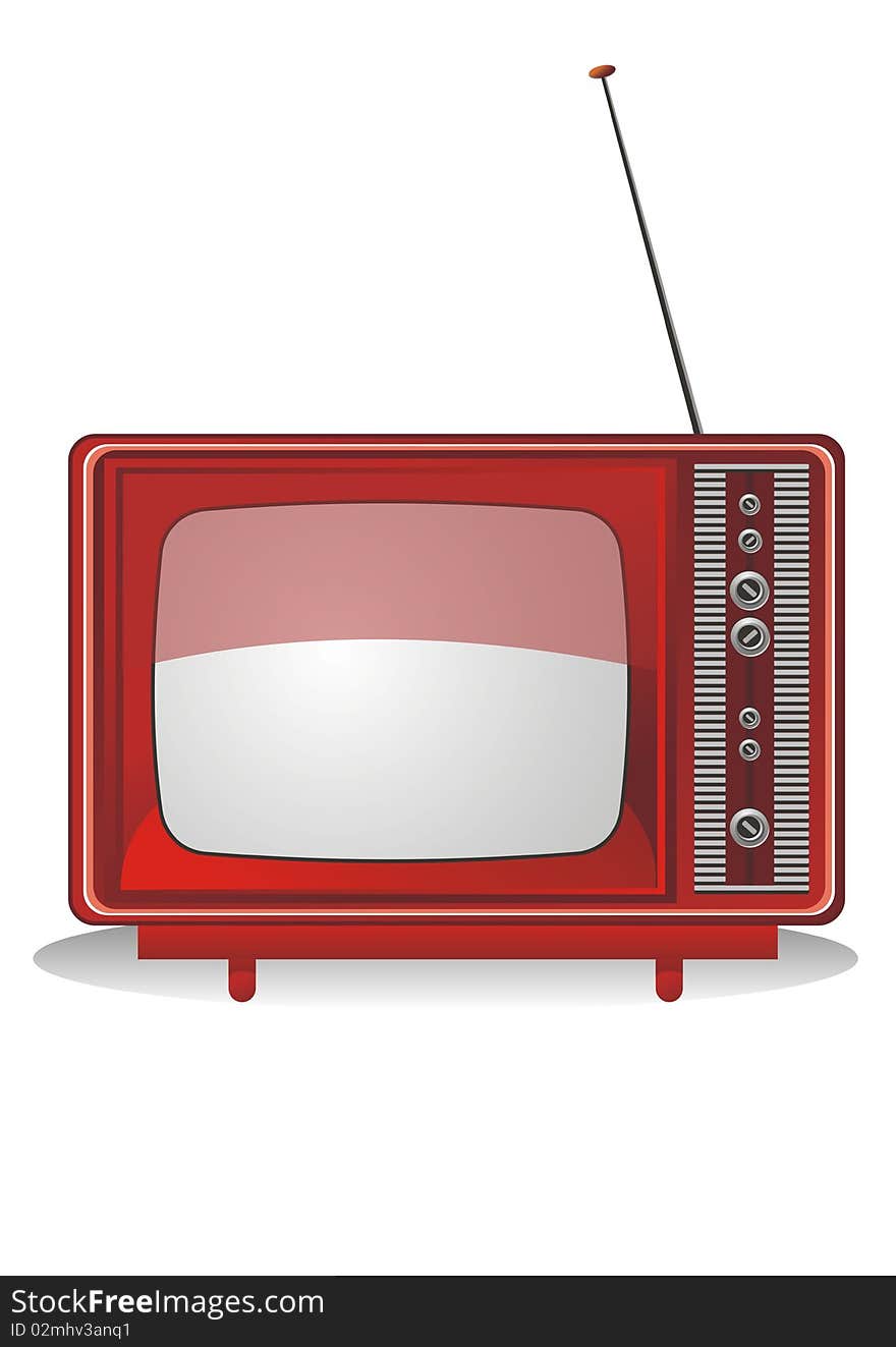 Retro television illustration over white background.