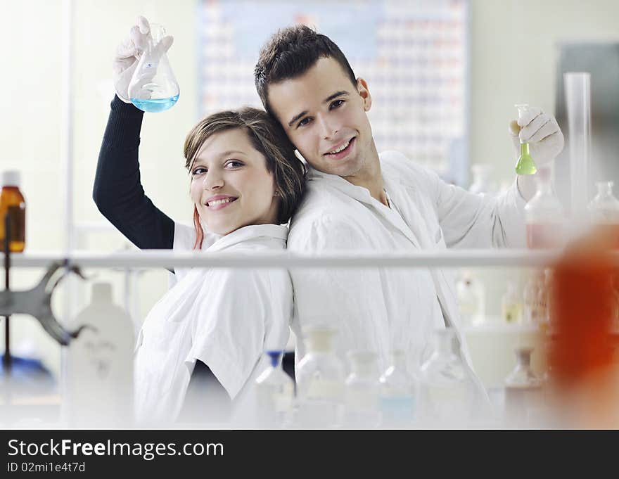 Students couple in lab