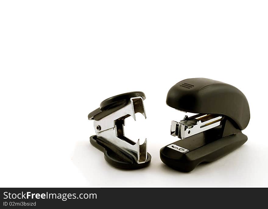 Stapler and puncher on a white background