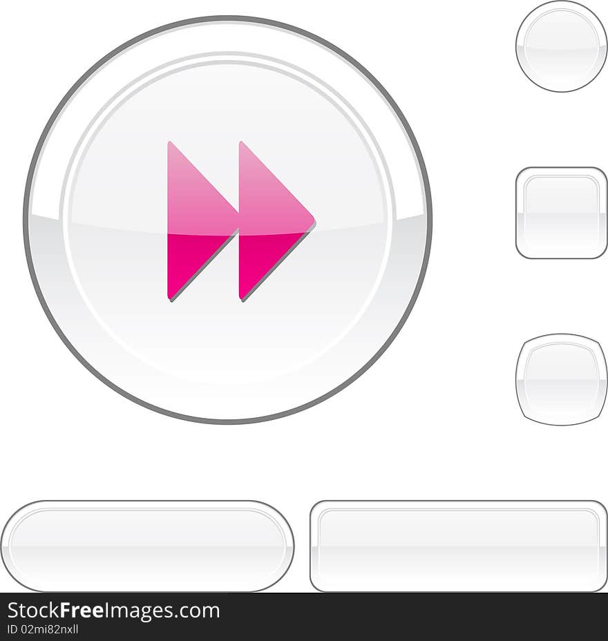 Forward white buttons. Set of illustration. Forward white buttons. Set of illustration.