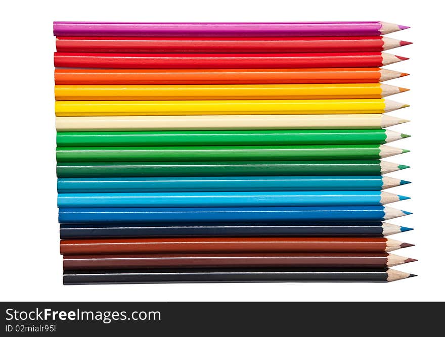 Colored pencils isolated on a white background