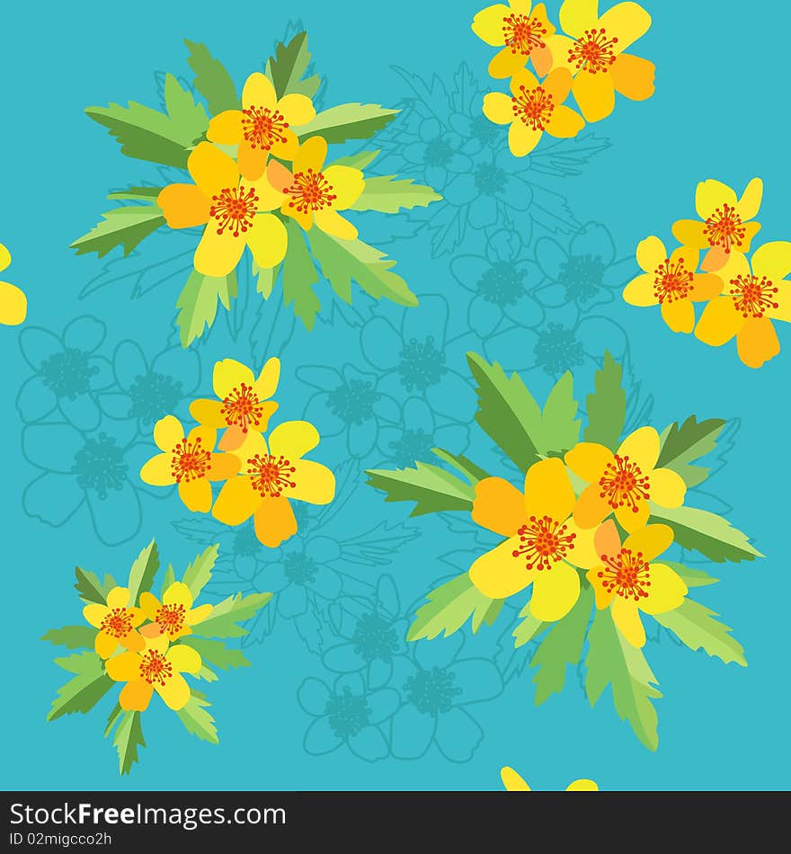 Seamless texture with buttercups.  illustration. Seamless texture with buttercups.  illustration