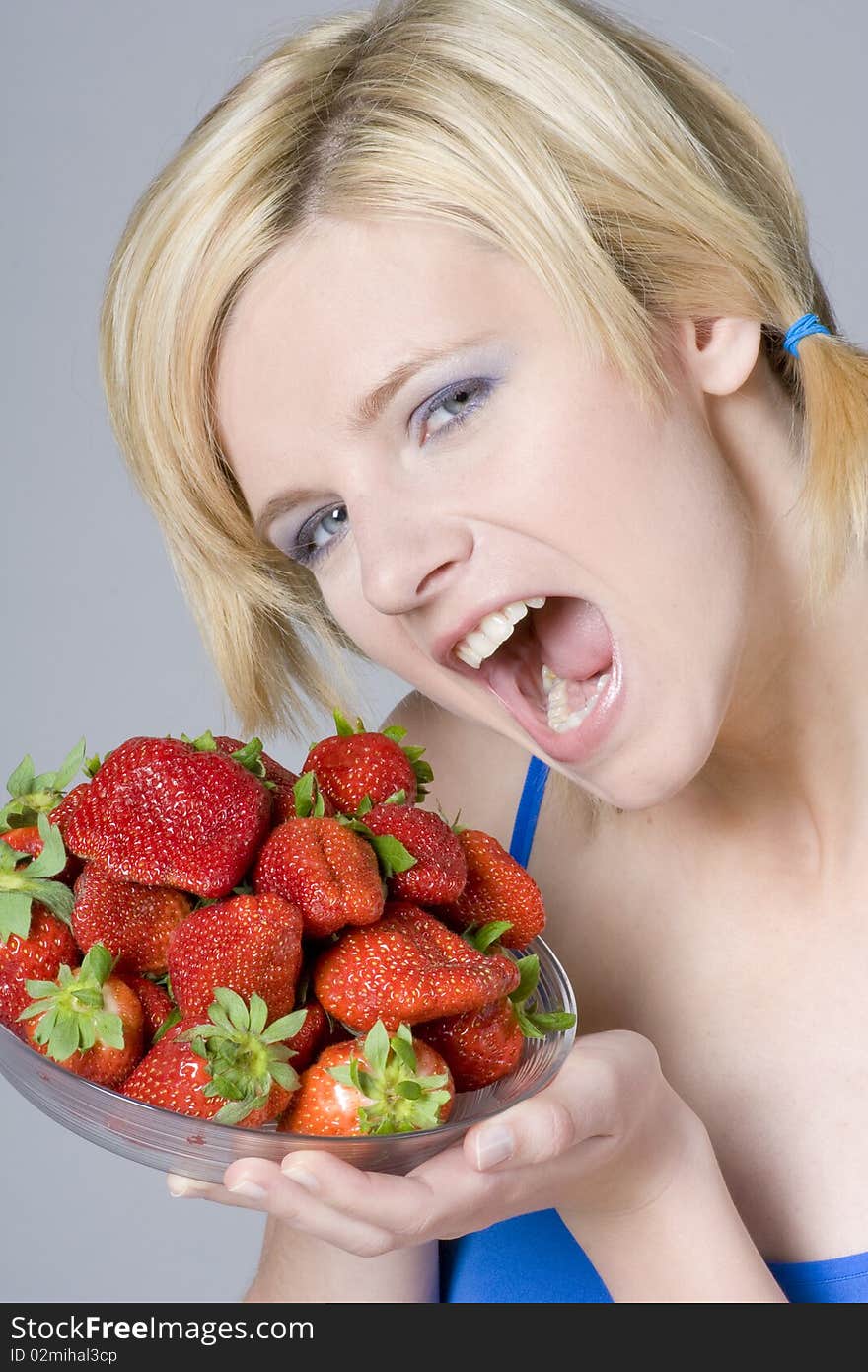 Woman with strawberries