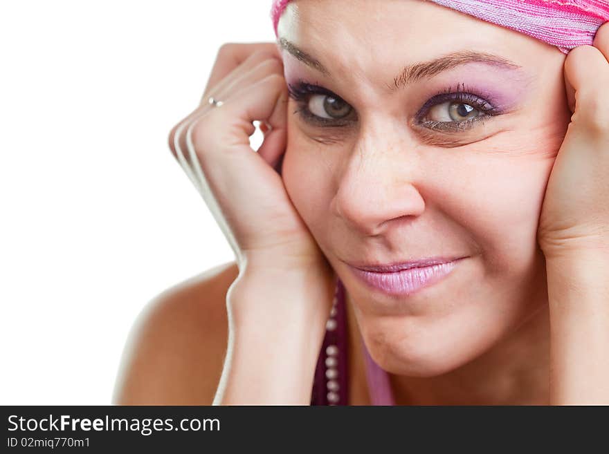 Woman With Funny Grimace On Face