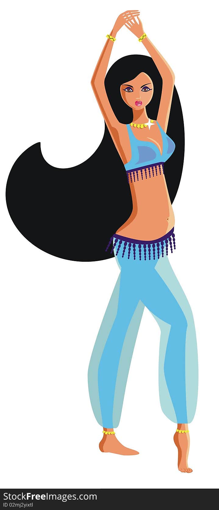 Girl dancing belly dance.Illustration. Girl dancing belly dance.Illustration