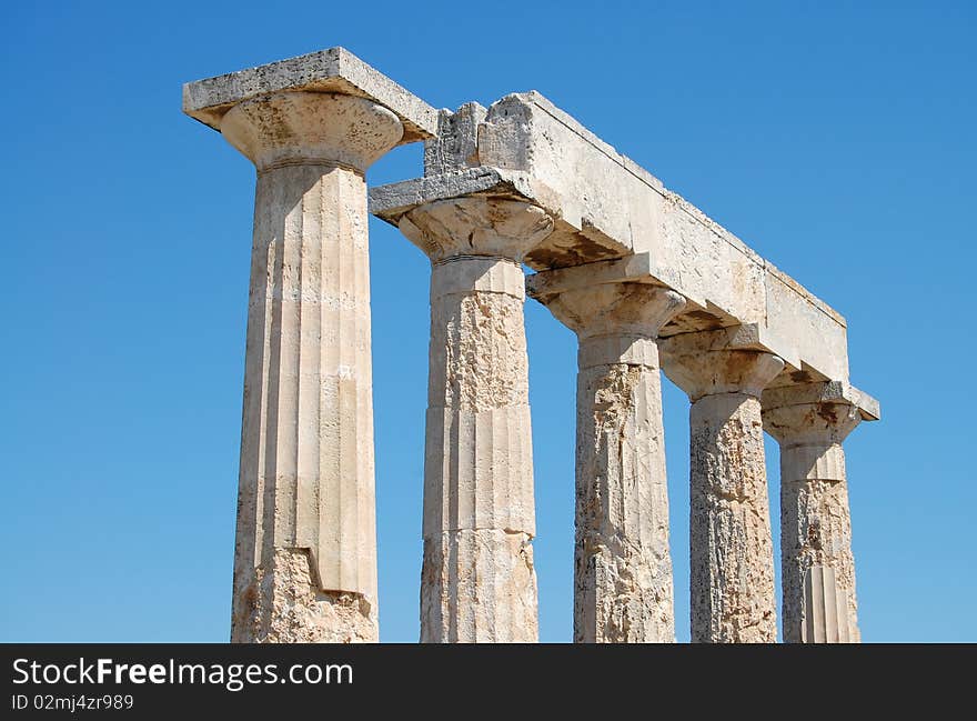 Close up of columns at the ruins of a temple to Athena, island of Aegina. Close up of columns at the ruins of a temple to Athena, island of Aegina