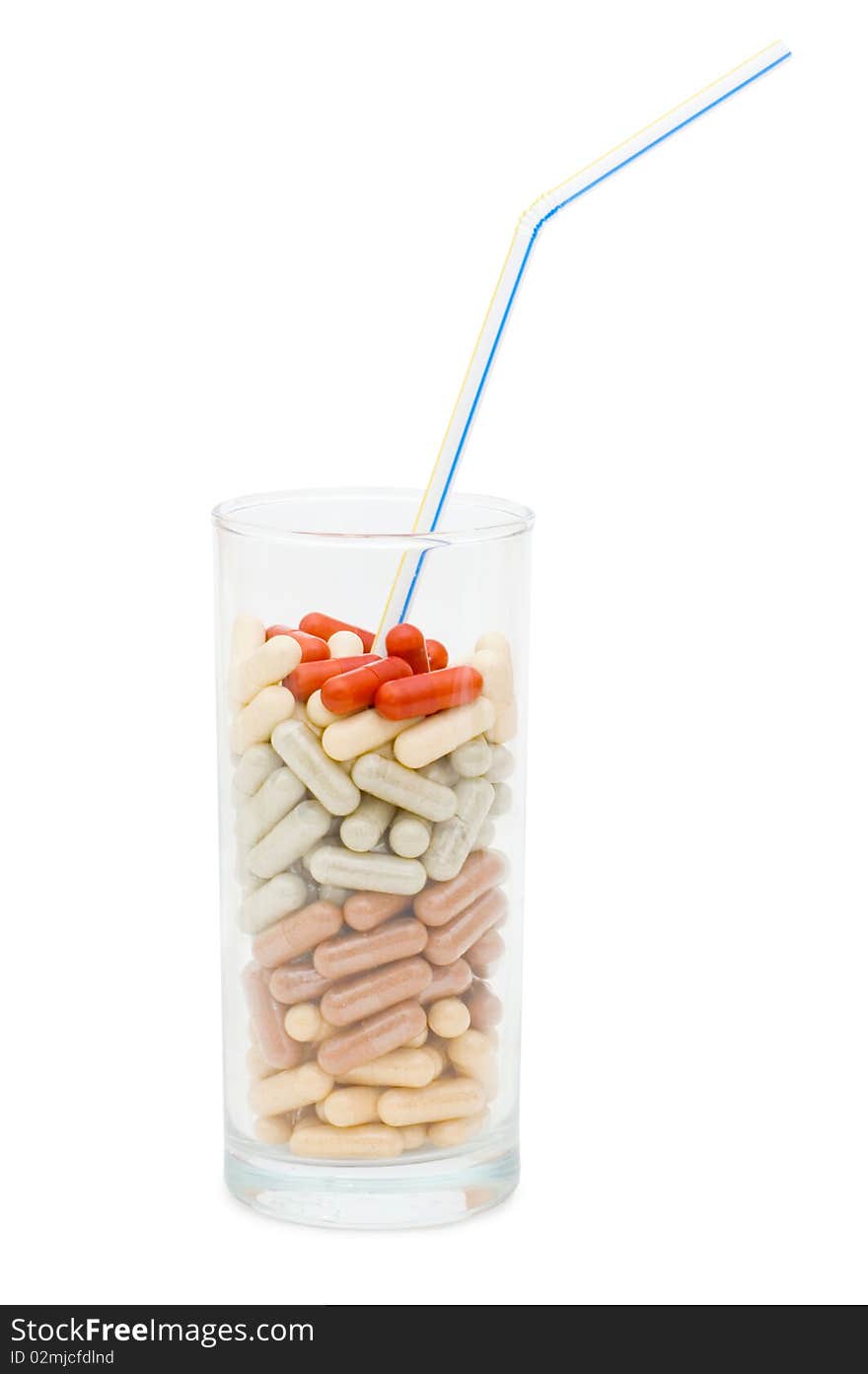 Pills In A Glass Isolated