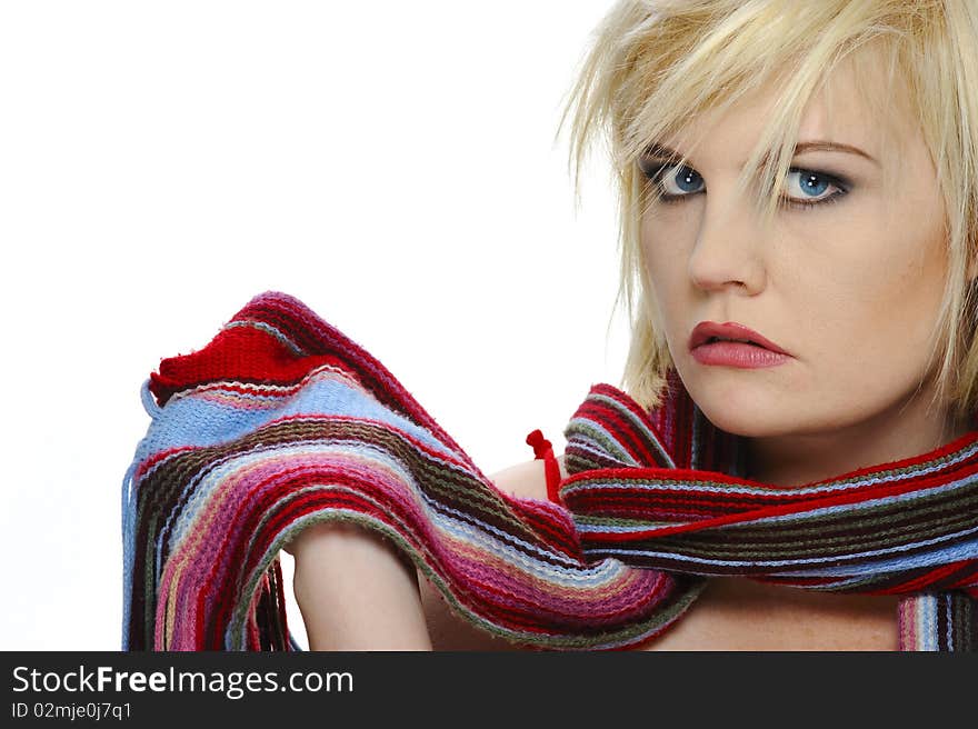 Colorful scarf on a blond