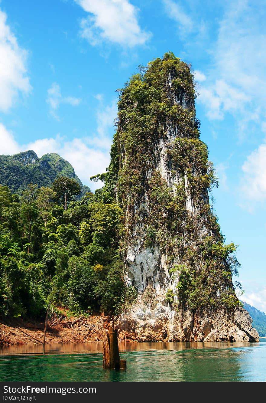 High cliffs on the tropical island