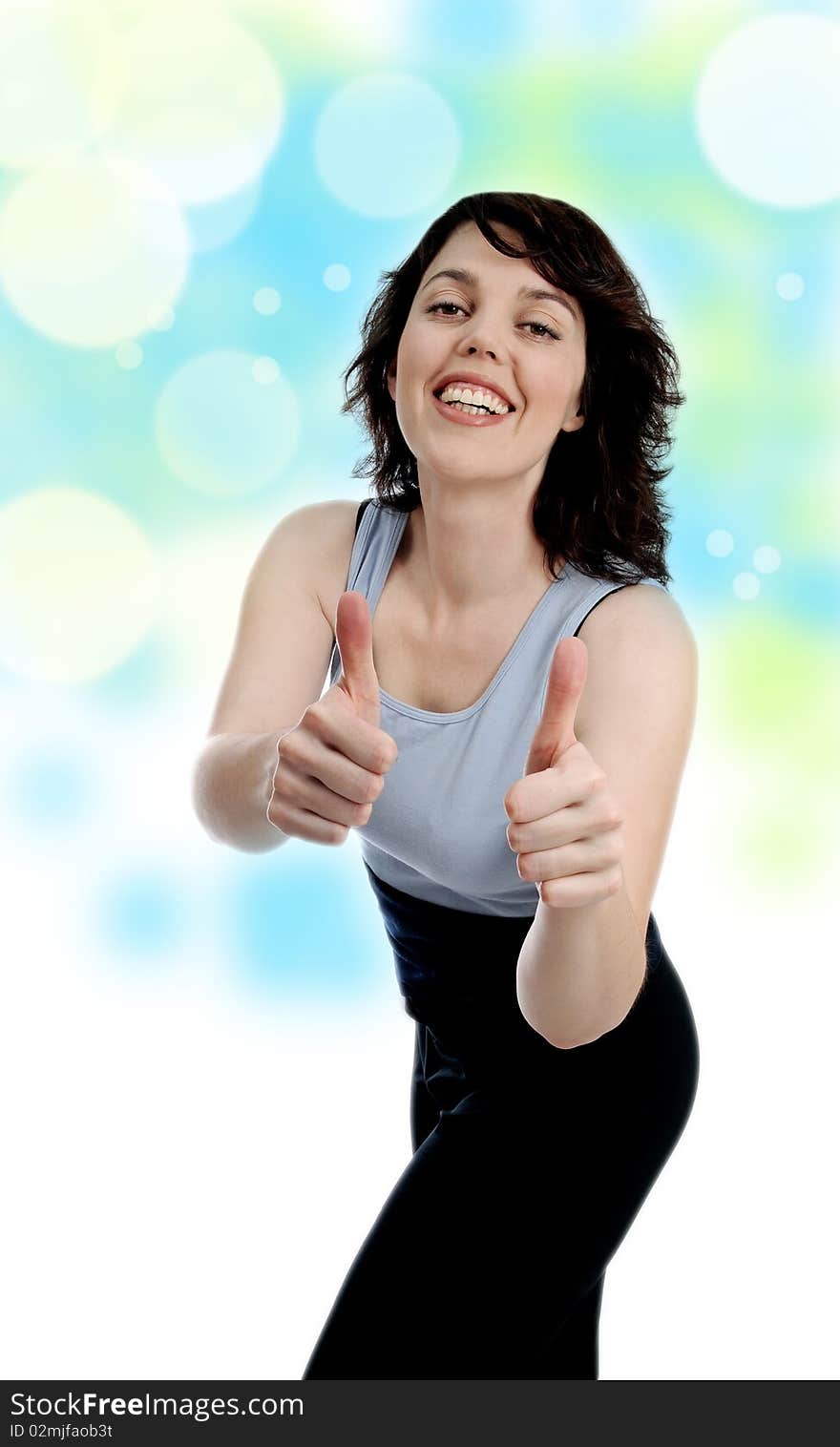 Young woman with thumbs up. Young woman with thumbs up