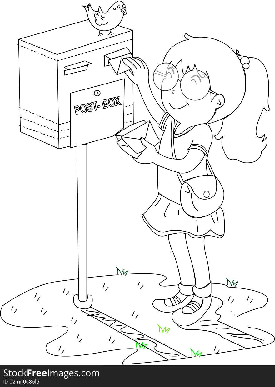 A Girl Near A Post Box