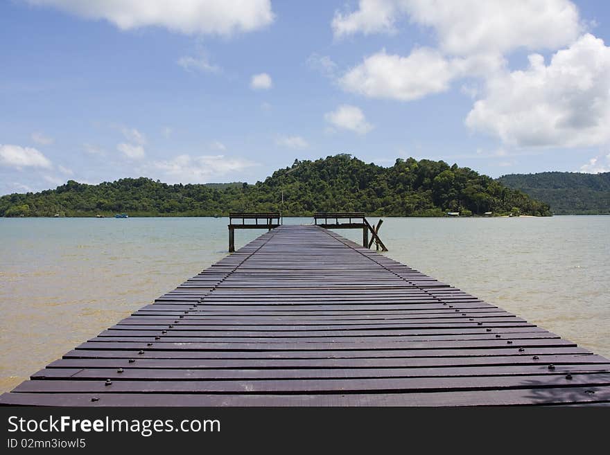 Dock to the ferry pier at island Koh Chang , Thailand.