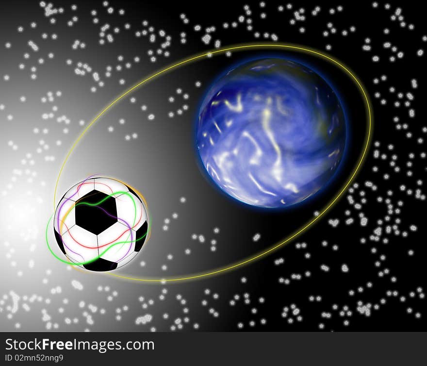 Flight of a football around of the Earth. Flight of a football around of the Earth