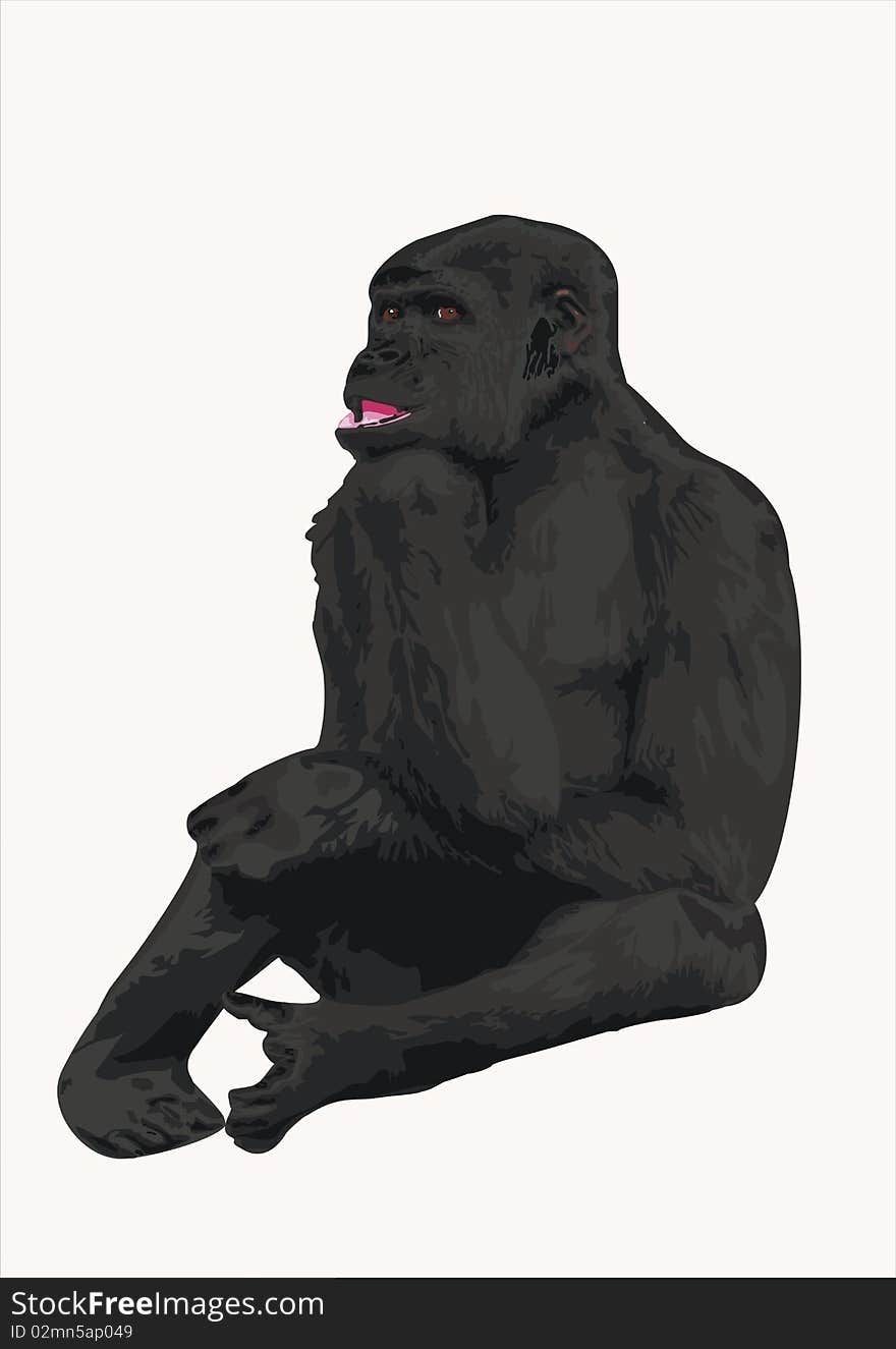 This is a drawing of a thoughtful gorilla lady