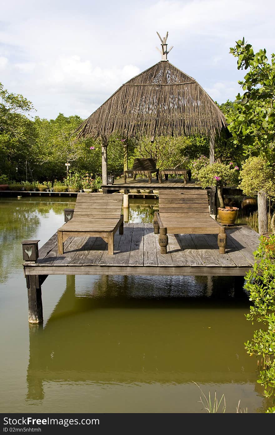 Sunbed In Tropical Hotel