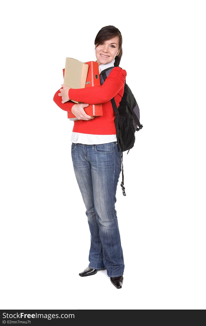 Young adult woman over white background. Young adult woman over white background