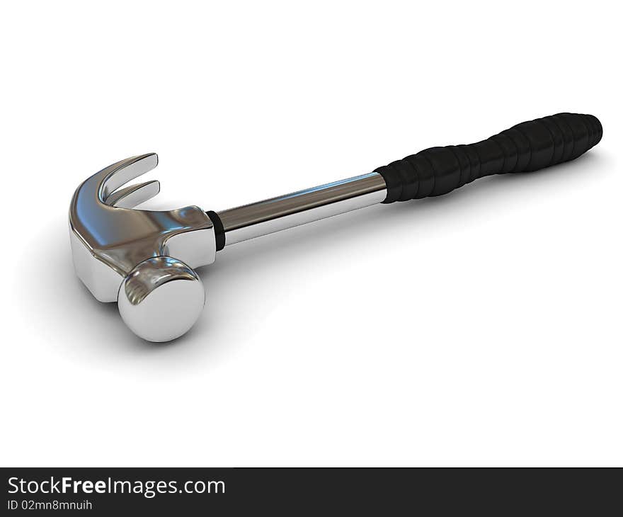 Iron hammer over white background