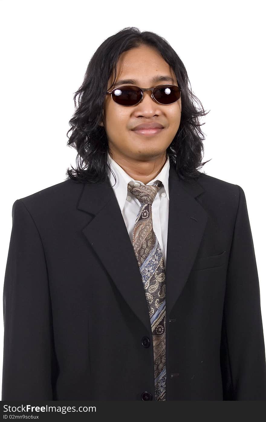 Long Hair Executive wearing suit isolated on white background. Long Hair Executive wearing suit isolated on white background