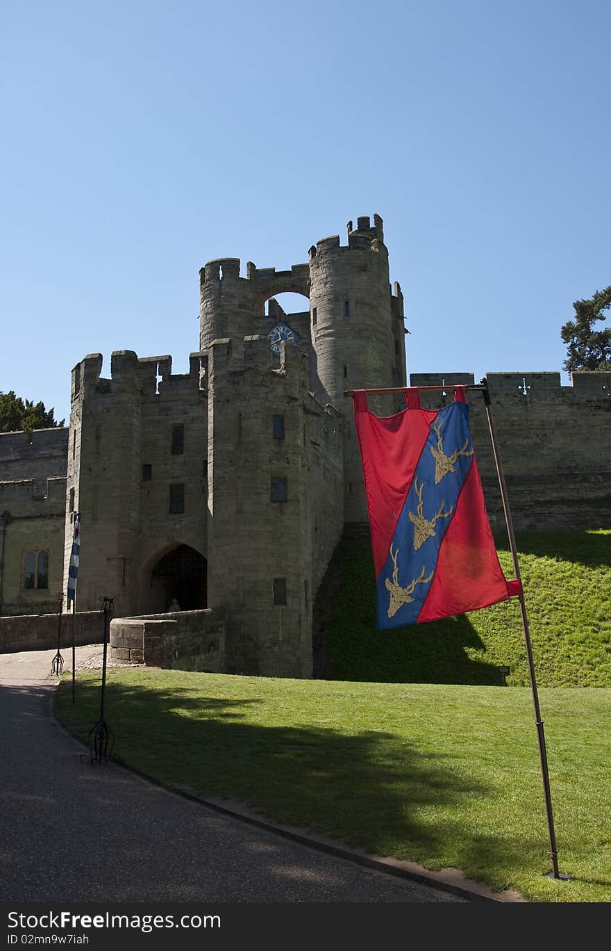 The outside of Warwick Castle in Warwick, England. The outside of Warwick Castle in Warwick, England