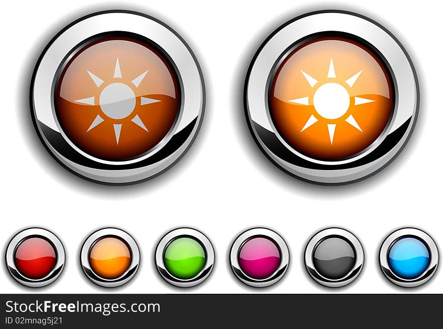 Sun realistic buttons. Set of illustration. Sun realistic buttons. Set of illustration.